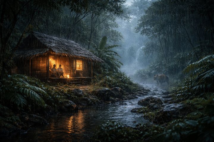 Mưa cuồng nộ trong rừng