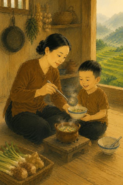 Bát cháo ngó khoai trong ký ức